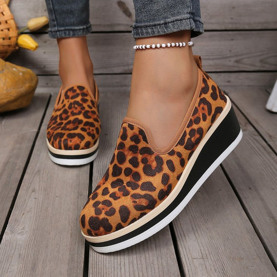 Damen Wedge-Sneaker mit animalistischem Muster und rutschfester Sohle EB