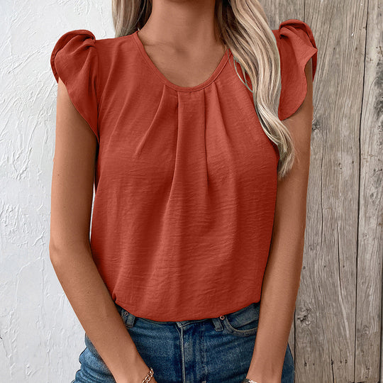Damen Elegantes Oberteil mit Puffärmeln und V-Ausschnitt EB