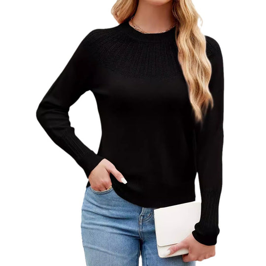 Damen eleganter Feinstrickpullover mit dekorativem Schulterdesign EB