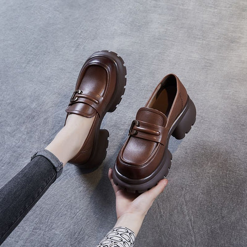 Damen Elegante und moderne Loafers mit robustem Plateau-Heel EB