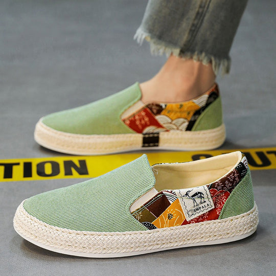 Damen Komfortable Slip-On Espadrilles mit modischem Mustermix EB