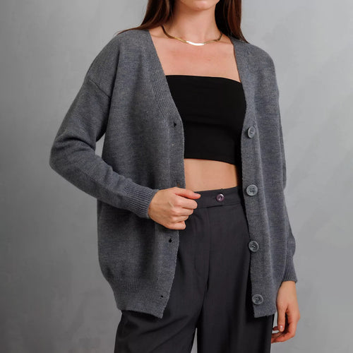 Damen Weicher Strickcardigan mit Knopfverschluss EB