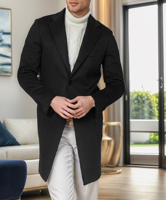 Herren eleganter, taillierter Übergangsmantel aus hochwertiger Wolle EB
