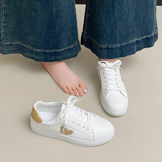 Damen Sneakers mit Glitzerelementen und Herzmotiv EB