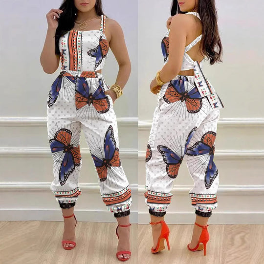 Damen Jumpsuit mit einzigartigem Denim-Print und tailliertem Schnitt EB
