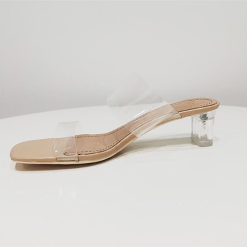 Damen elegante transparente Blockabsatz-Sandalen EB