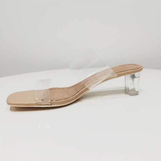 Damen elegante transparente Blockabsatz-Sandalen EB