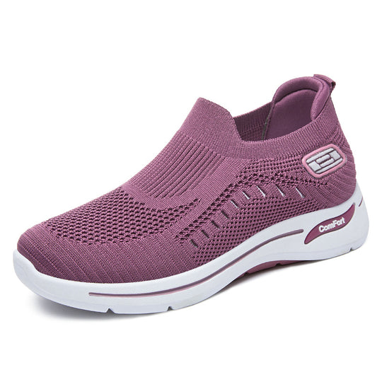 Damen nan ultraleichter gestrickter Slip-On Walking-Sneaker mit nahtlosem Sockenschaft und dämpfender EVA-Comfort-Zwischensohle EB