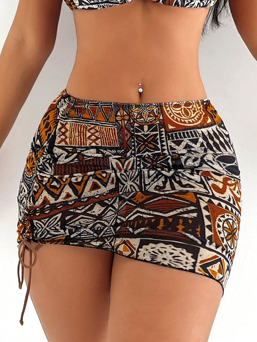 Damen Triangel-Bikini mit kontrastierenden Mustern EB