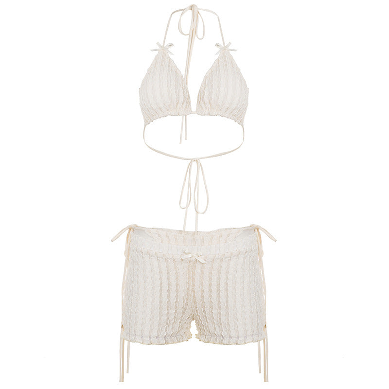 Damen Triangel-Bikini-Set mit verstellbaren Trägern und Rüschendetails EB