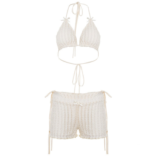 Damen Triangel-Bikini-Set mit verstellbaren Trägern und Rüschendetails EB