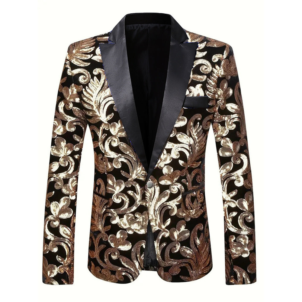 Damen eleganter Pailletten-Blazer mit floralem Design und luxuriösem Schnitt EB