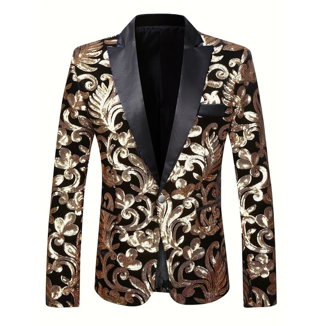 Damen eleganter Pailletten-Blazer mit floralem Design und luxuriösem Schnitt EB