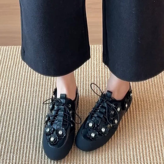 Damen modische Sneaker mit floralem Dekor EB