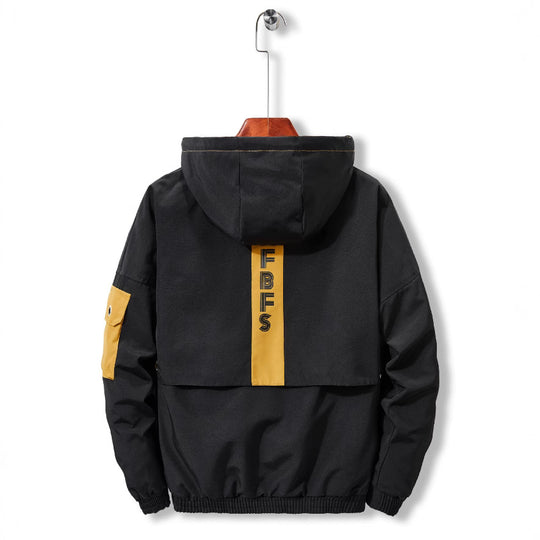 Herren Utility-Kapuzenshelljacke mit Multifachtaschen und kontrastgefütterter Kapuze EB