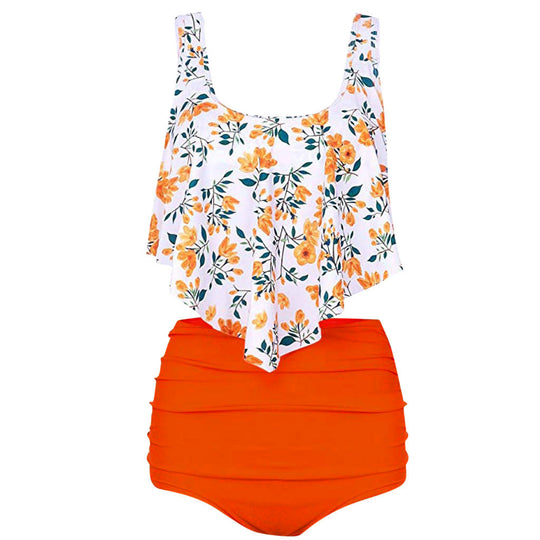 Damen Bikiniset mit floralem Oberteil und hohem Taillenslip EB