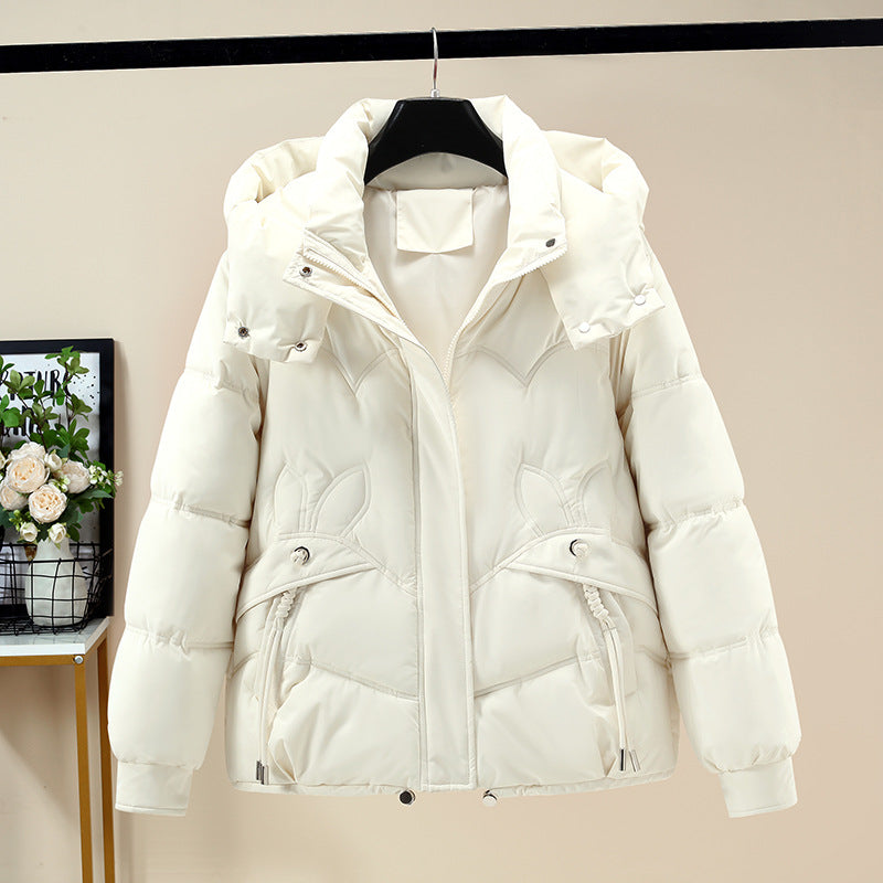 Damen Modische Pufferjacke mit abnehmbarer Kapuze und seitlichen Eingrifftaschen EB