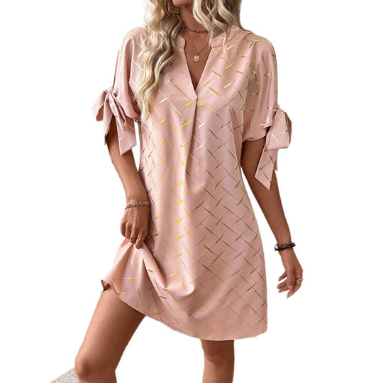 Damen lässiges Kleid mit leichten Puffärmeln EB