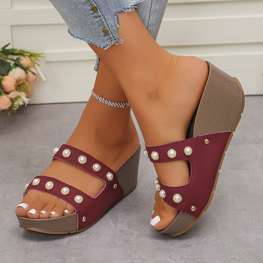 Damen Glamouröse Mules mit Perlendetails und stylishen Akzenten EB