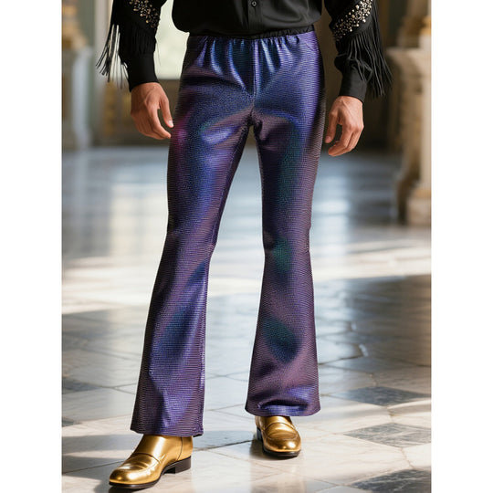 Herren Glitzernde Discohose mit weitem Bein und elastischem Bund EB