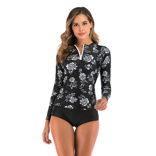 Damen UV-Schutz Rashguard mit floralem Muster EB