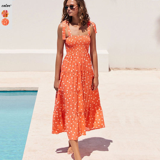 Damen Maxikleid mit Trägern und Rüschendetails EB
