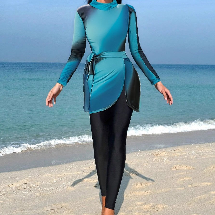 Damen Sportlicher Rashguard mit Wickelrock EB