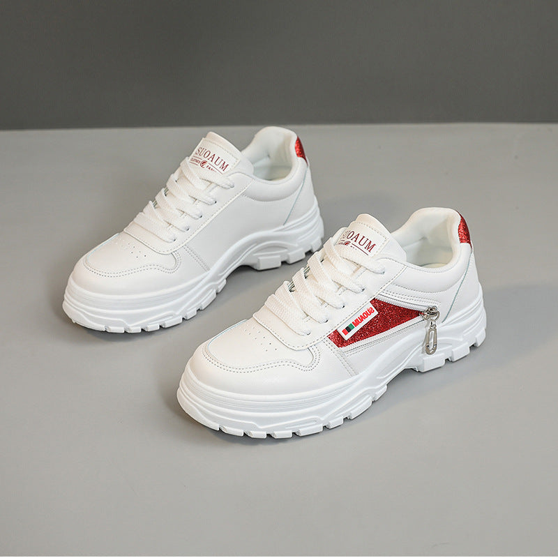 Damen sportliche Sneaker mit modischem Reißverschluss und stoßdämpfender Sohle EB