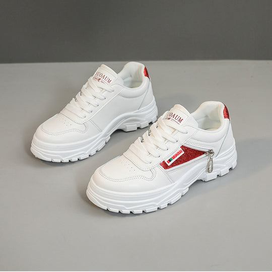 Damen sportliche Sneaker mit modischem Reißverschluss und stoßdämpfender Sohle EB