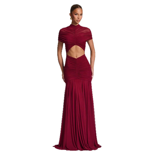 Damen Elegantes Abendkleid mit innovativem Cut-Out-Design und gefaltetem Stoff EB