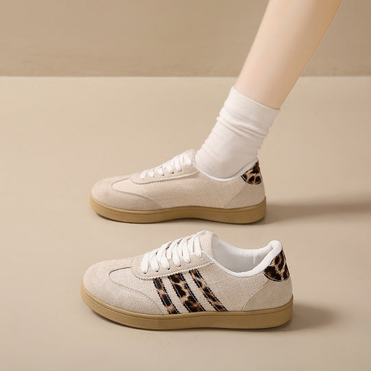 Damen Sneakers aus Wildleder mit modischem Leopardenmuster EB