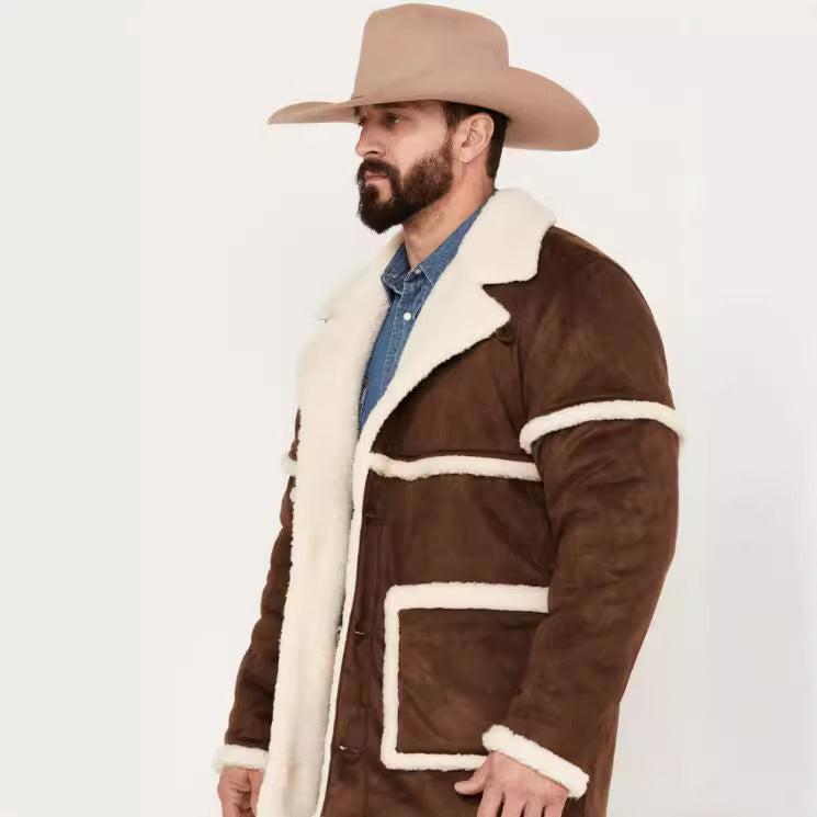 Herren Lammfelljacke mit großem Kragen und praktischen Taschen EB