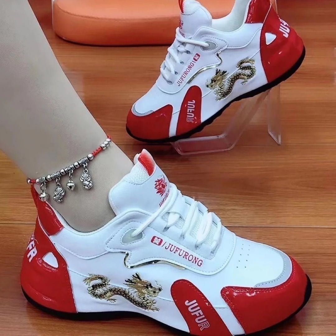 Damen Sportliche Sneakers mit trendigem Drachenmuster EB