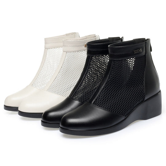 Damen Wedge-Stiefeletten mit atmungsaktivem Netzdesign und elegantem Riemen EB