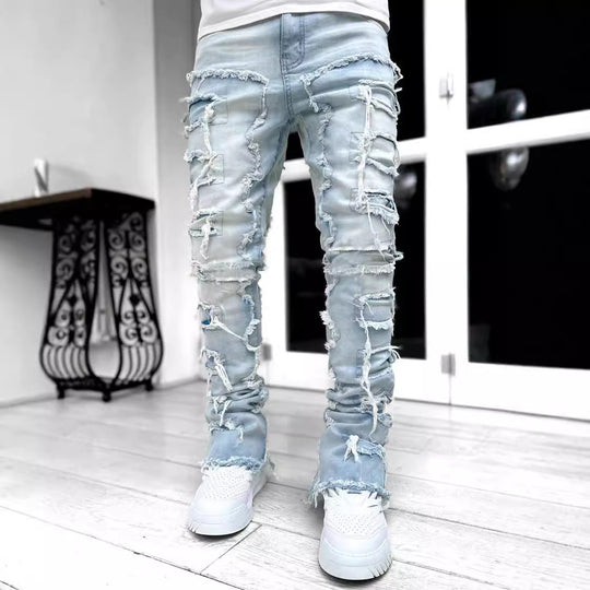 Herren Schnittige Jeanshose mit Rissoptik EB