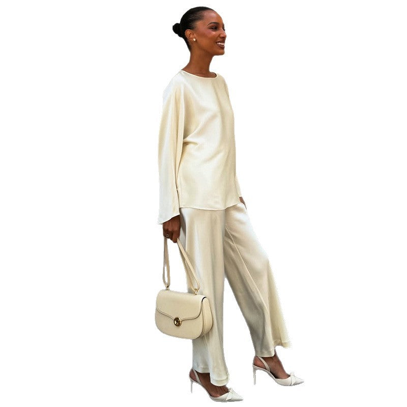 Damen elegante Satin-Loungewear-Kombination EB
