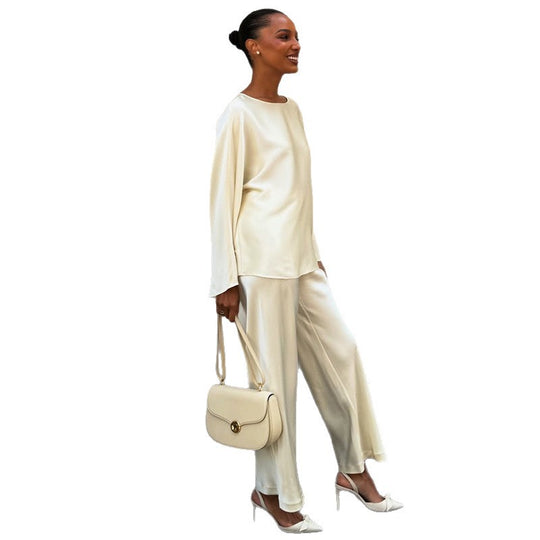 Damen elegante Satin-Loungewear-Kombination EB