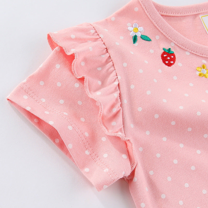 Mädchen Tüllkleid mit niedlichen Hasen- und Blumenstickereien EB