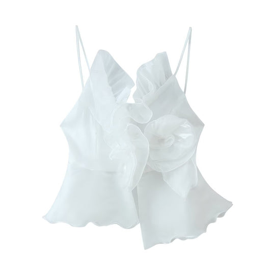 Damen Top mit eleganter Rüsche und schwingendem Saum EB