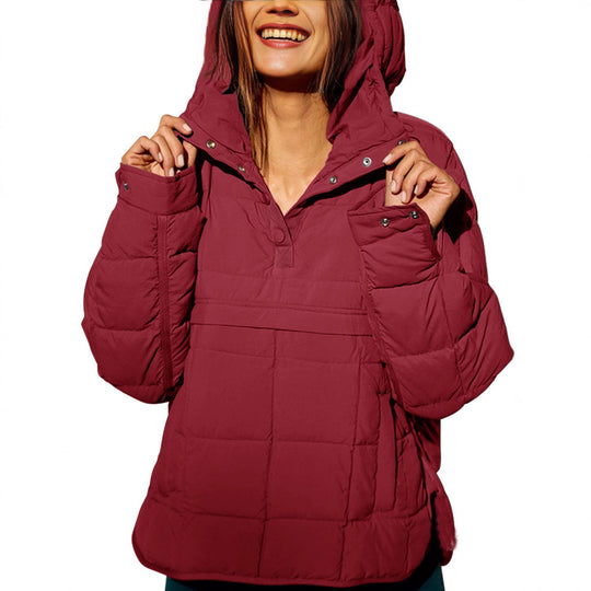 Damen lässige Steppjacke mit Kapuze und Eingrifftaschen EB