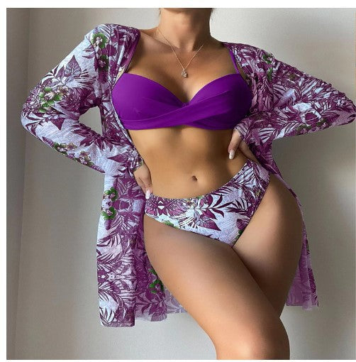 Damen geraffte Strandüberjacke mit floralem Muster EB