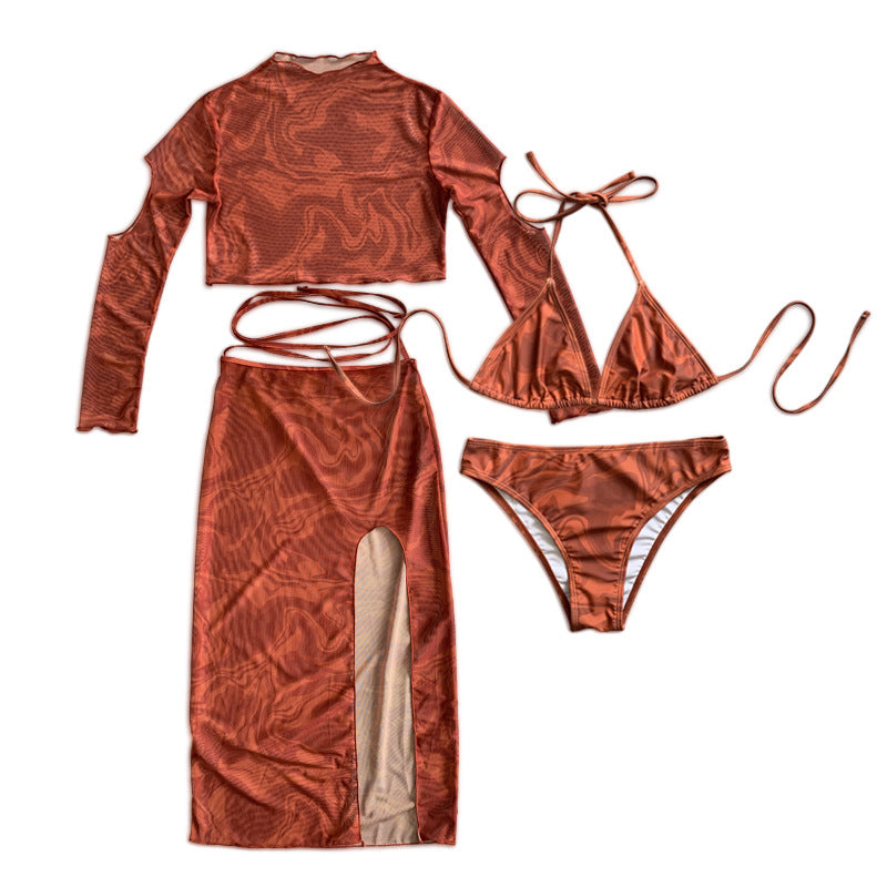 Damen Oberteil und Rock-Set mit transparentem Design und modernen Cut-Outs EB