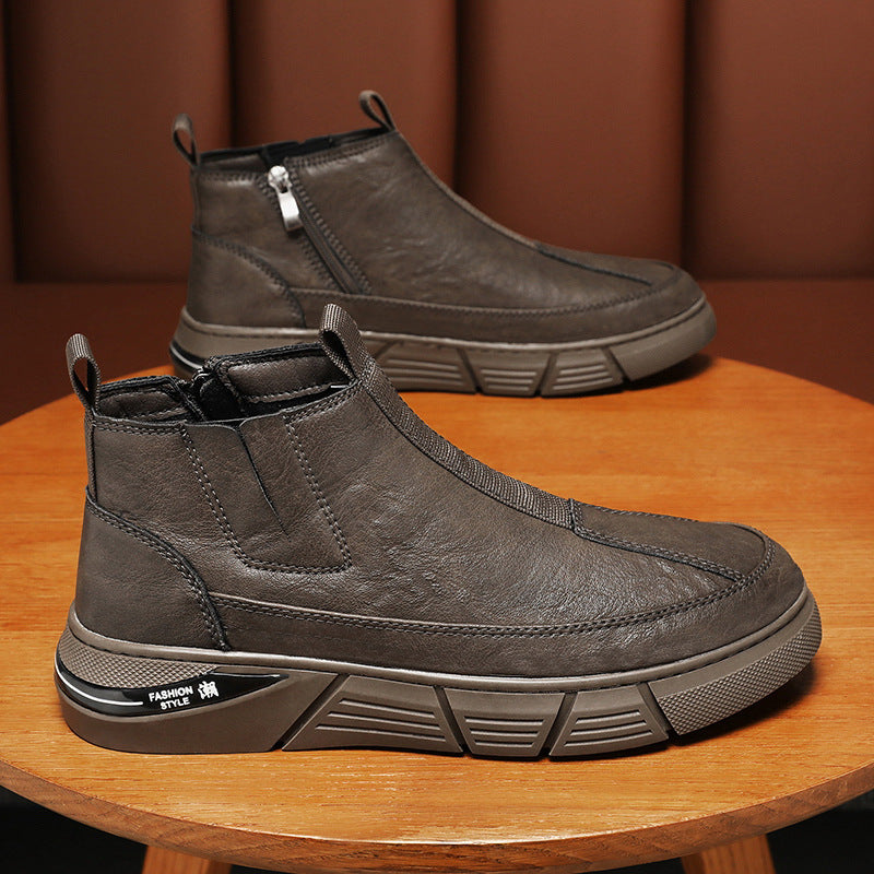 Damen Modische Freizeit Stiefeletten mit seitlichem Reißverschluss und rutschfester Sohle EB