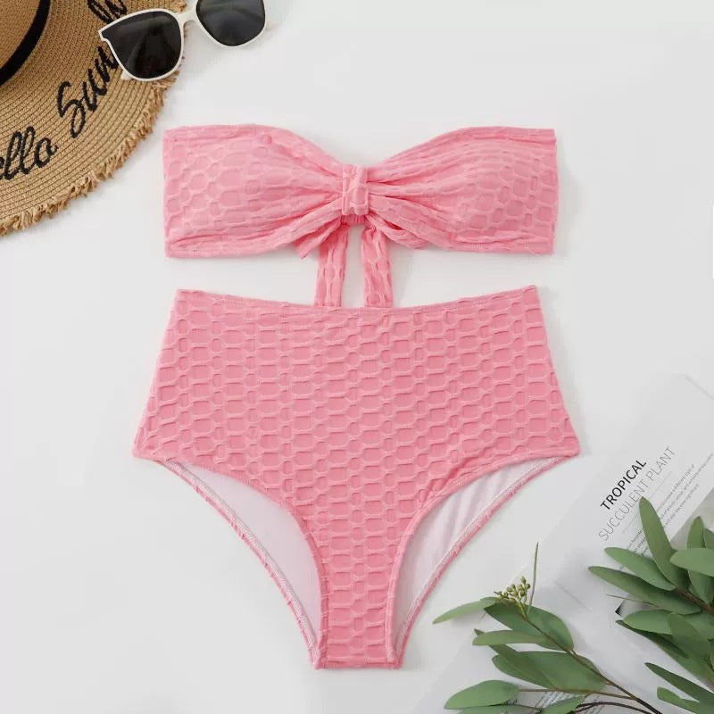 Damen Hochgeschnittener Bikini mit stylischem Knotendetail EB