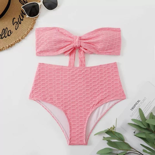 Damen Hochgeschnittener Bikini mit stylischem Knotendetail EB