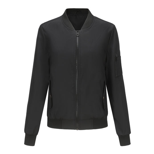 Damen modische Bomberjacke mit praktischen Reißverschlusstaschen und sportlichem Kragen EB