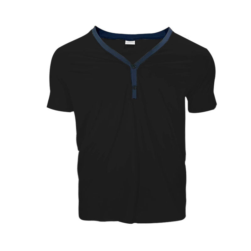 Herren Kurzarmshirt mit modernem V-Ausschnitt und Knopfleiste EB