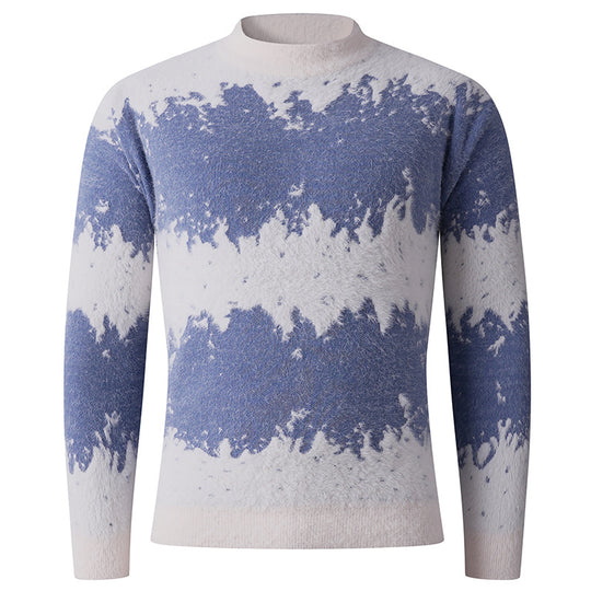 Damen kreativer Strickpullover mit hohem Kragen und einzigartigem Muster EB