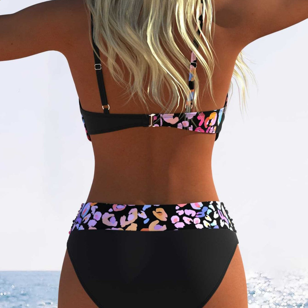 Damen Bikini mit gepolstertem Oberteil und hohem Taillenschnitt EB