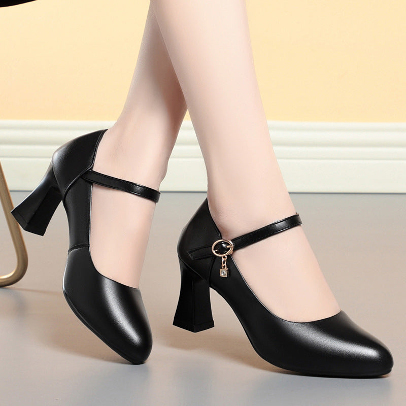 Damen Mary Jane Pumps mit komfortablem Blockabsatz und modischem Schnallenakzent EB